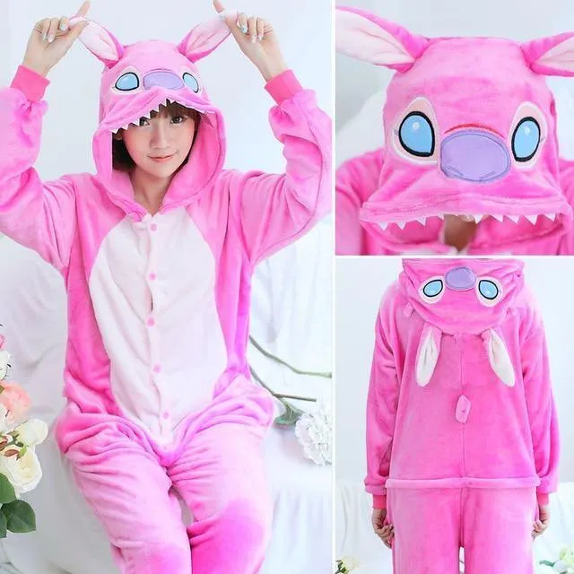 Animal Pyjamas Flanell Winter Damen Herren Einhornstich Panda Pikachu Onesie Sleep lounge Sleepwear