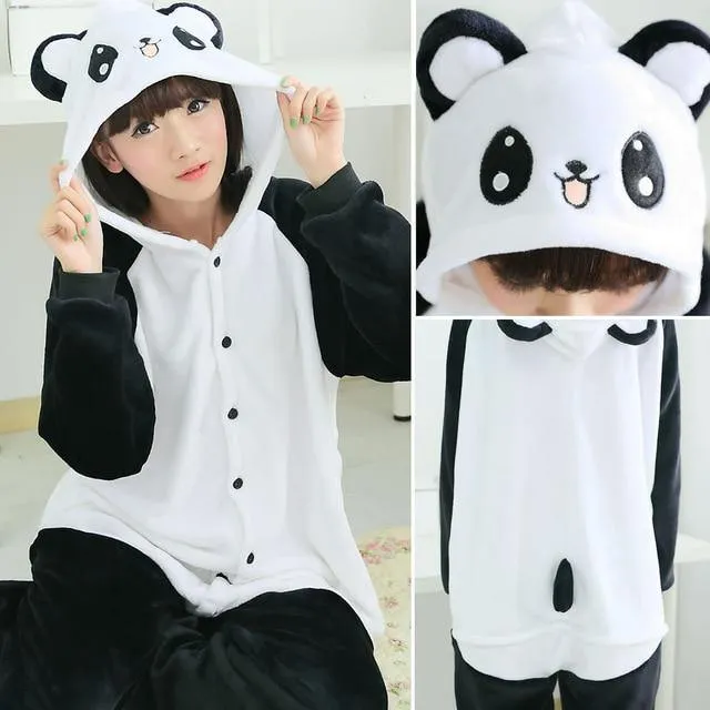 Animal Pyjamas Flanell Winter Damen Herren Einhornstich Panda Pikachu Onesie Sleep lounge Sleepwear