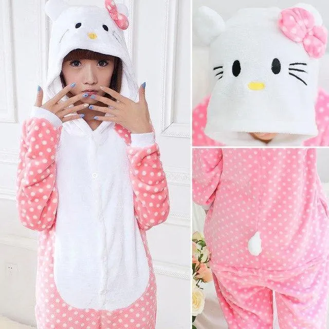 Animal Pyjamas Flanell Winter Damen Herren Einhornstich Panda Pikachu Onesie Sleep lounge Sleepwear