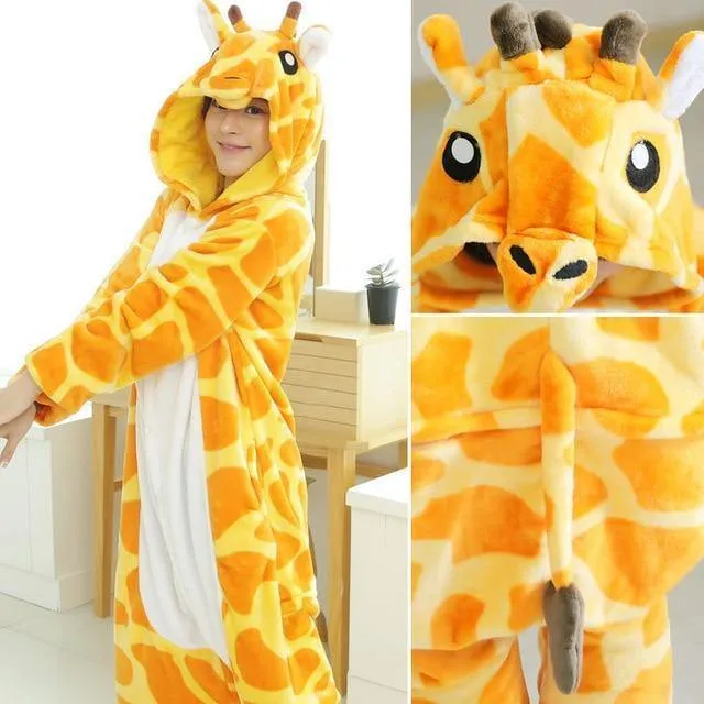 Animal Pyjamas Flanell Winter Damen Herren Einhornstich Panda Pikachu Onesie Sleep lounge Sleepwear