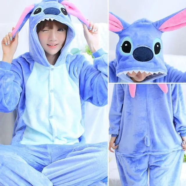 Animal Pyjamas Flanell Winter Damen Herren Einhornstich Panda Pikachu Onesie Sleep lounge Sleepwear