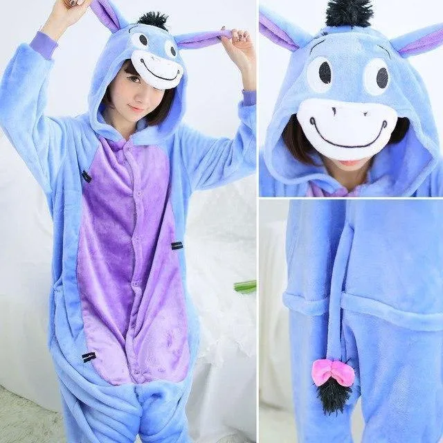 Animal Pyjamas Flanell Winter Damen Herren Einhornstich Panda Pikachu Onesie Sleep lounge Sleepwear