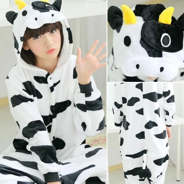 Animal Pyjamas Flanell Winter Damen Herren Einhornstich Panda Pikachu Onesie Sleep lounge Sleepwear