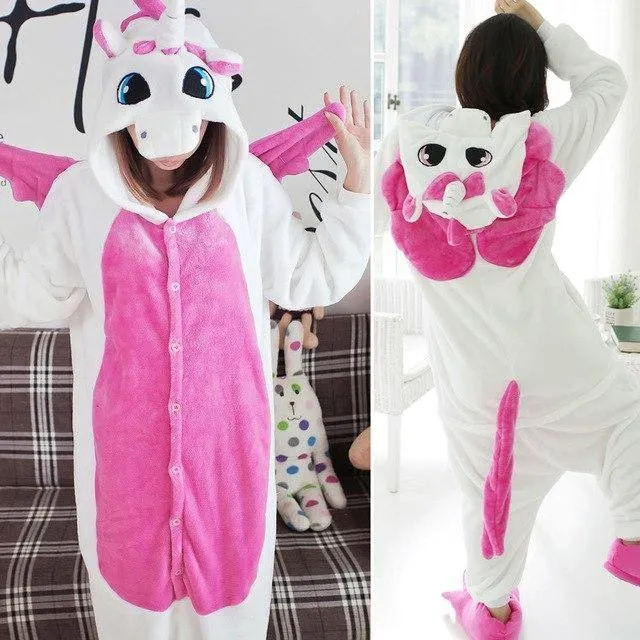 Animal Pyjamas Flanell Winter Damen Herren Einhornstich Panda Pikachu Onesie Sleep lounge Sleepwear