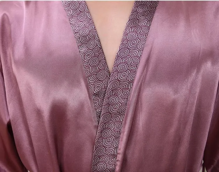 Männer Kimono Robe Faux Silk Badekleid Nachtwäsche Lounge Casual Seidige Nachtwäsche Weibliches Kleid M-XXL