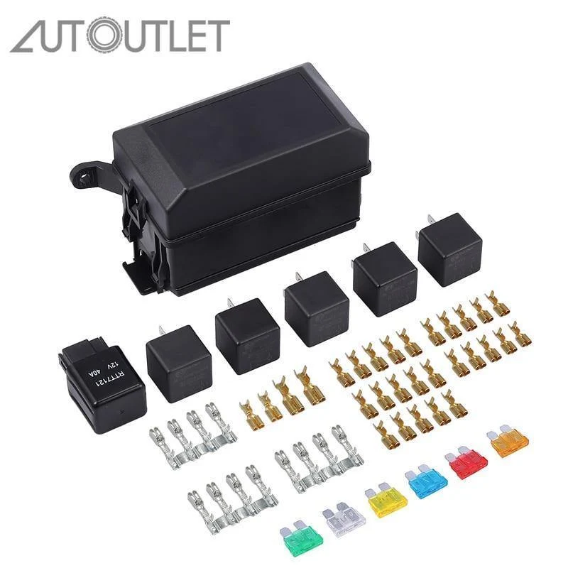 Sicherungskasten Auto 6 Relaisblockhalter 5 Road Fit Für Auto & Kofferraum ATV Versicherung Auto Ersatzteile