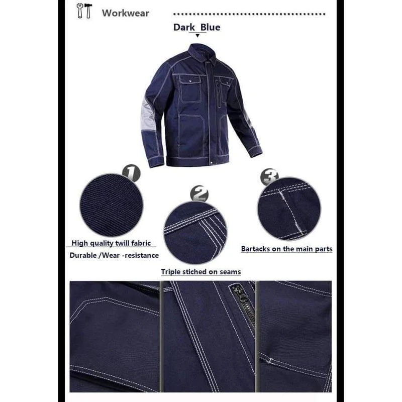 Herren-Arbeitsjacke, hochwertige, langärmlige Arbeitskleidung mit mehreren Taschen, Uniformen, Arbeitsjacken für männliche Mechaniker