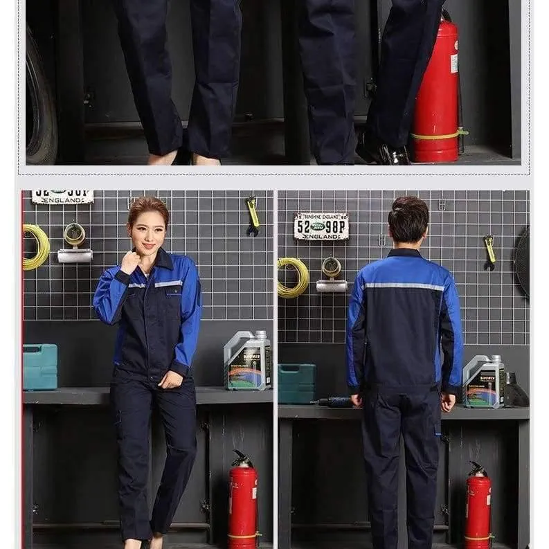 Männer Frauen Arbeitskleidung Jacke und Hose Arbeitskleidung Sets Reflektierende Streifen Langarm Arbeiter Arbeitsuniformen Plus Size Overalls