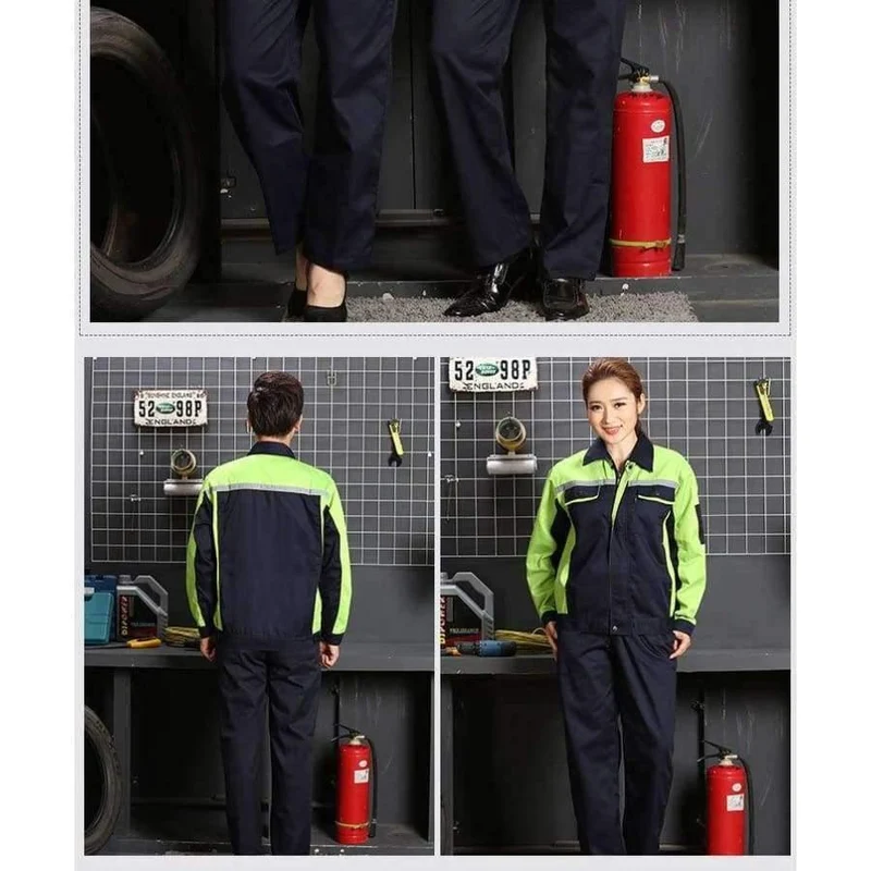 Männer Frauen Arbeitskleidung Jacke und Hose Arbeitskleidung Sets Reflektierende Streifen Langarm Arbeiter Arbeitsuniformen Plus Size Overalls