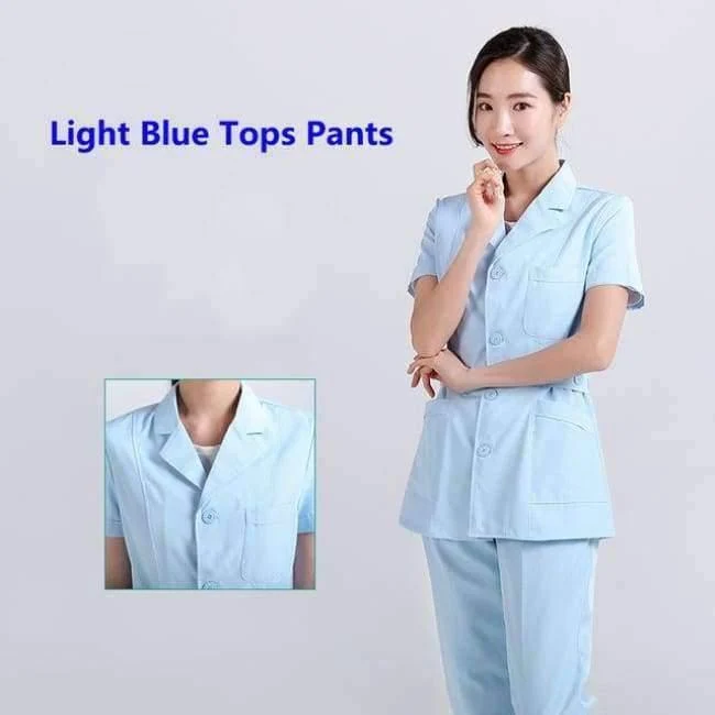 Frauen Krankenhaus medizinische Arbeitskleidung Anzug Kragen Pflege Kleidung Arzt Uniform Kurzarm Dental Schönheitssalon chirurgische Overalls