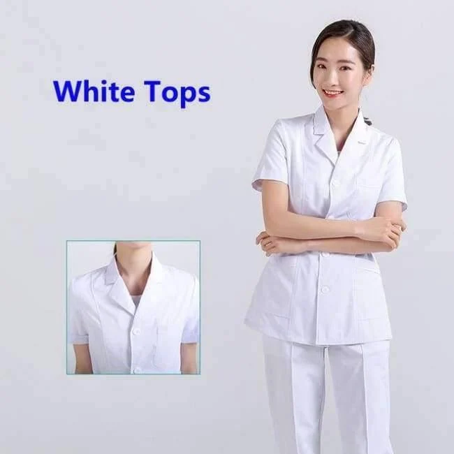 Frauen Krankenhaus medizinische Arbeitskleidung Anzug Kragen Pflege Kleidung Arzt Uniform Kurzarm Dental Schönheitssalon chirurgische Overalls