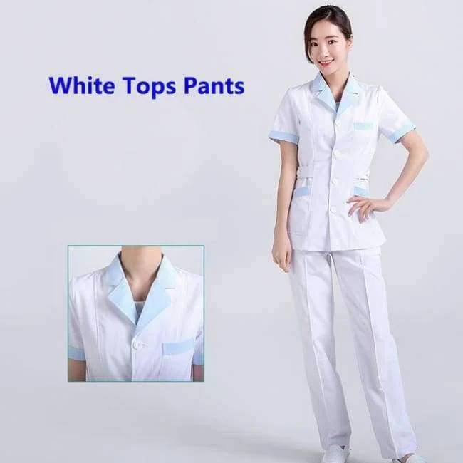 Frauen Krankenhaus medizinische Arbeitskleidung Anzug Kragen Pflege Kleidung Arzt Uniform Kurzarm Dental Schönheitssalon chirurgische Overalls