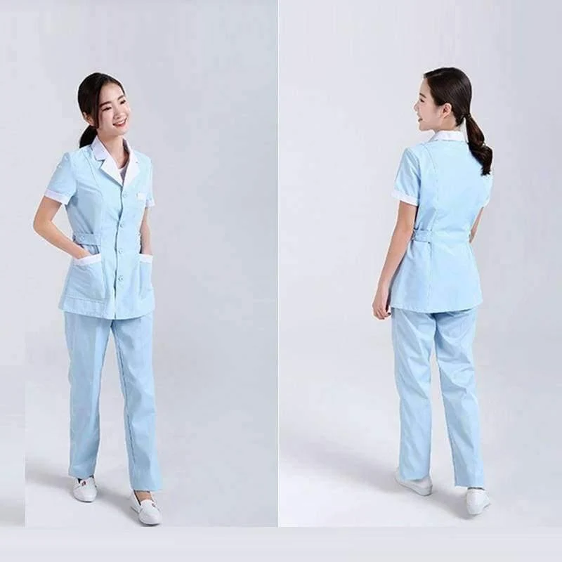 Frauen Krankenhaus medizinische Arbeitskleidung Anzug Kragen Pflege Kleidung Arzt Uniform Kurzarm Dental Schönheitssalon chirurgische Overalls
