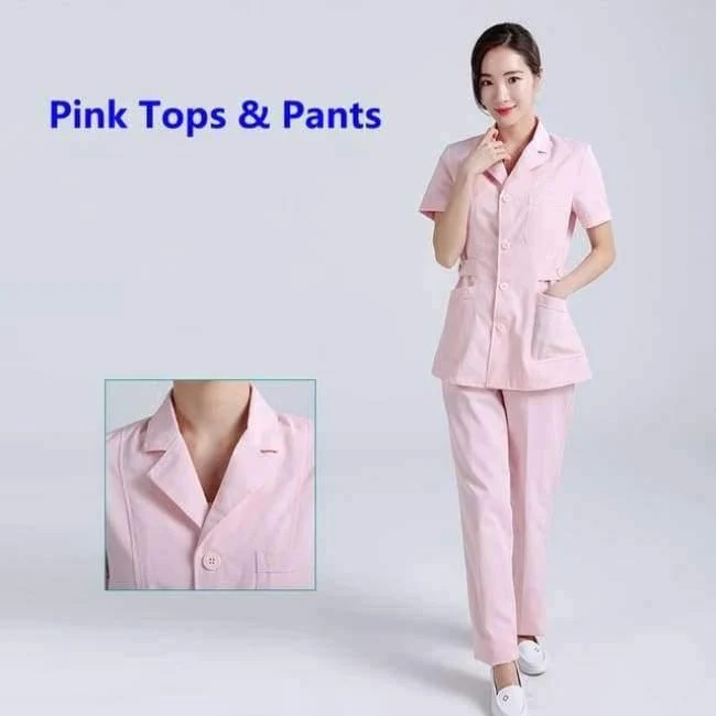 Frauen Krankenhaus medizinische Arbeitskleidung Anzug Kragen Pflege Kleidung Arzt Uniform Kurzarm Dental Schönheitssalon chirurgische Overalls