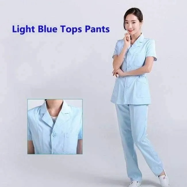 Frauen Krankenhaus medizinische Arbeitskleidung Anzug Kragen Pflege Kleidung Arzt Uniform Kurzarm Dental Schönheitssalon chirurgische Overalls