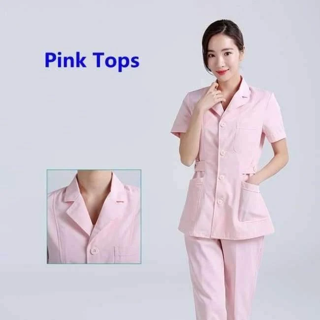 Frauen Krankenhaus medizinische Arbeitskleidung Anzug Kragen Pflege Kleidung Arzt Uniform Kurzarm Dental Schönheitssalon chirurgische Overalls