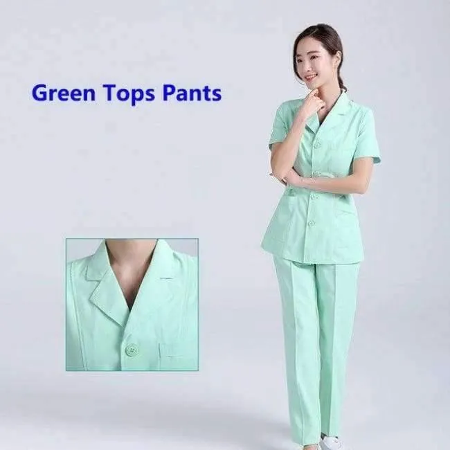 Frauen Krankenhaus medizinische Arbeitskleidung Anzug Kragen Pflege Kleidung Arzt Uniform Kurzarm Dental Schönheitssalon chirurgische Overalls