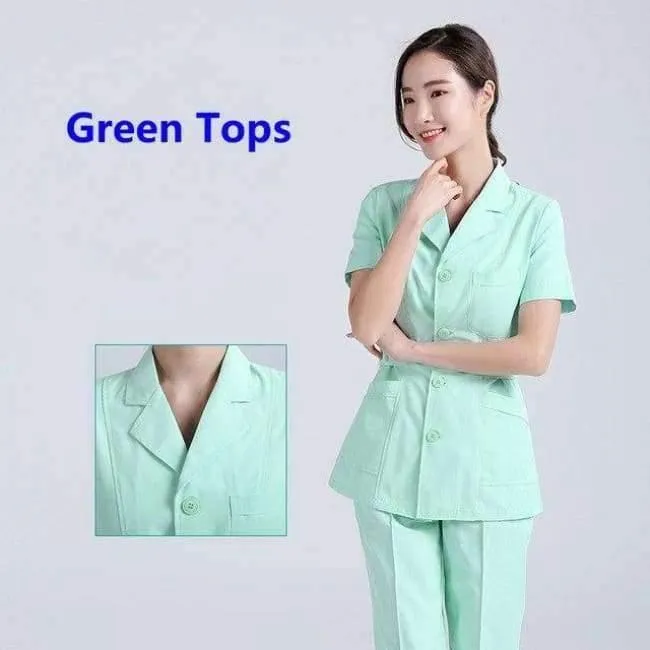Frauen Krankenhaus medizinische Arbeitskleidung Anzug Kragen Pflege Kleidung Arzt Uniform Kurzarm Dental Schönheitssalon chirurgische Overalls