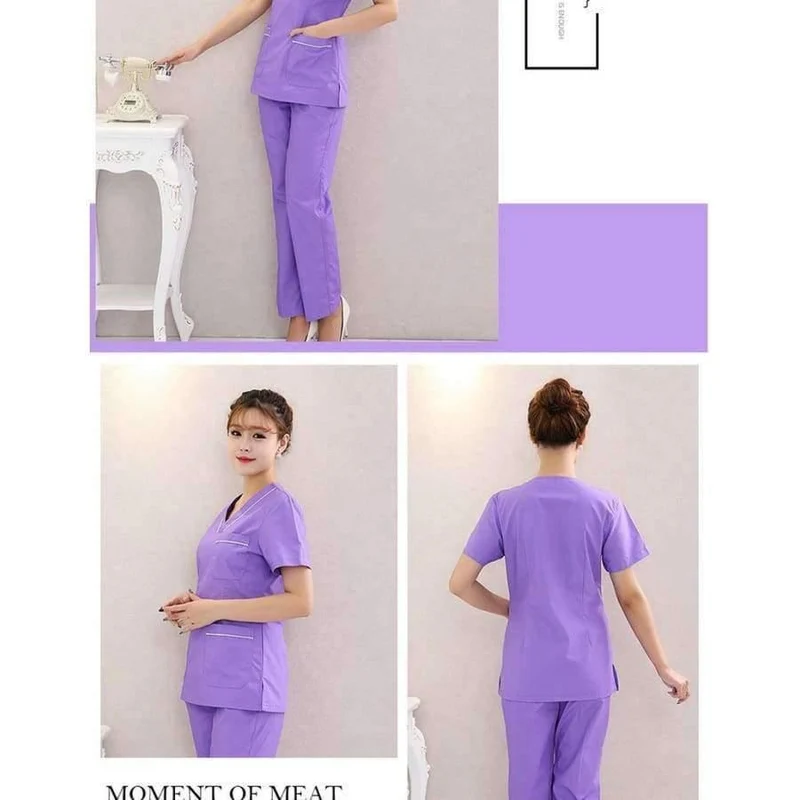 Der heiße Verkauf der Krankenhauskrankenschwesteruniform säubert medizinische Uniformen, neue Art V-Ansatz medizinische säubert mit blauer Blumenoberseite + Hose