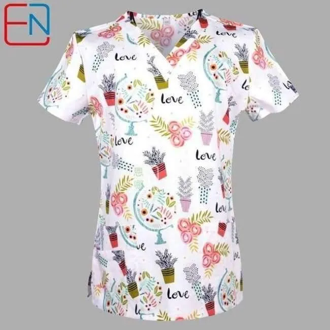 Frauen Medical Scrub Tops Medical Mit V-Ausschnitt 100% Baumwolle Medizinische Uniformen Chirurgische Peelings Top Designs In Hennar