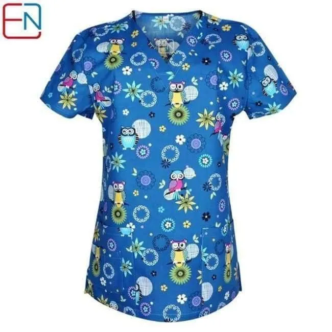 Frauen Medical Scrub Tops Medical Mit V-Ausschnitt 100% Baumwolle Medizinische Uniformen Chirurgische Peelings Top Designs In Hennar