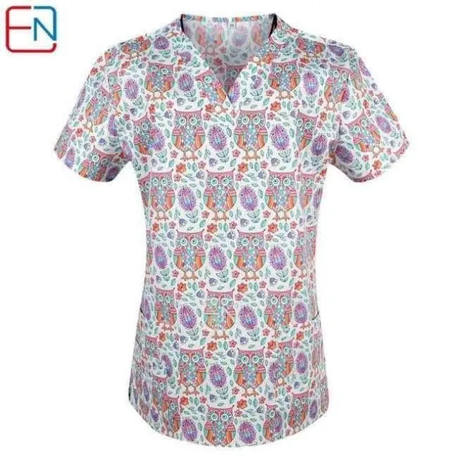 Frauen Medical Scrub Tops Medical Mit V-Ausschnitt 100% Baumwolle Medizinische Uniformen Chirurgische Peelings Top Designs In Hennar