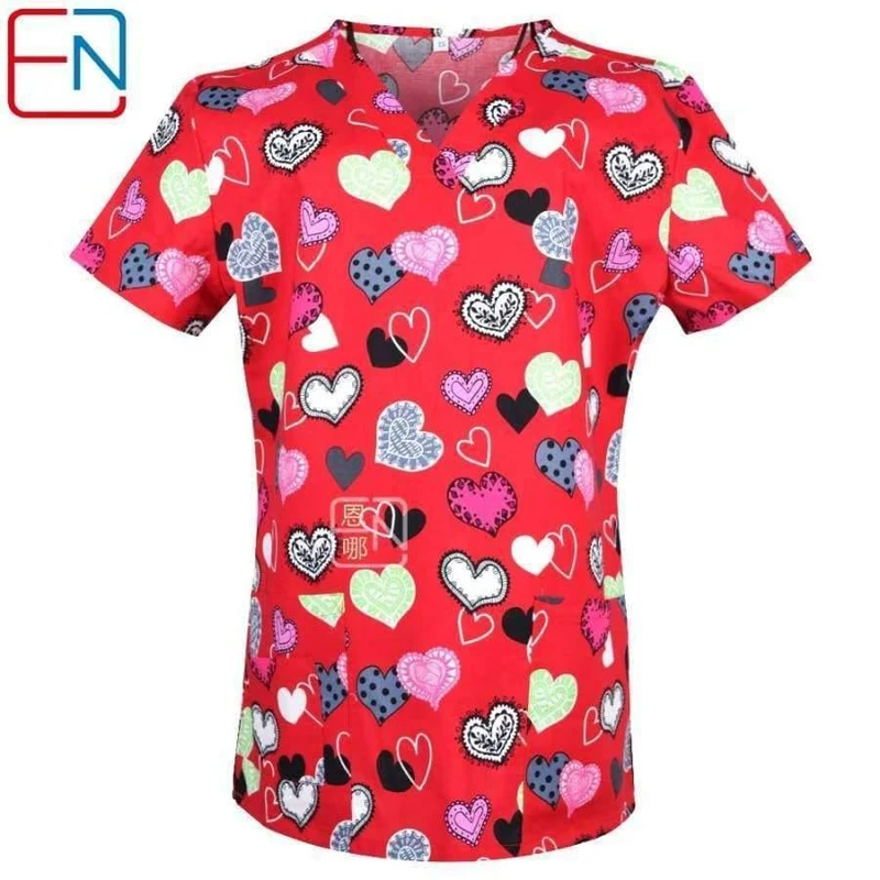 Frauen Medical Scrub Tops Medical Mit V-Ausschnitt 100% Baumwolle Medizinische Uniformen Chirurgische Peelings Top Designs In Hennar