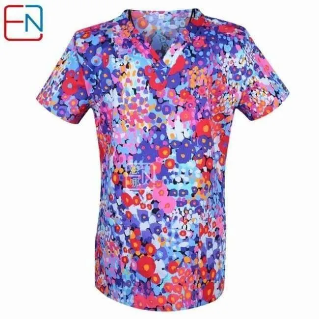 Frauen Medical Scrub Tops Medical Mit V-Ausschnitt 100% Baumwolle Medizinische Uniformen Chirurgische Peelings Top Designs In Hennar