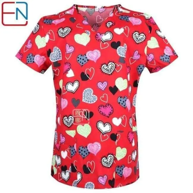 Frauen Medical Scrub Tops Medical Mit V-Ausschnitt 100% Baumwolle Medizinische Uniformen Chirurgische Peelings Top Designs In Hennar