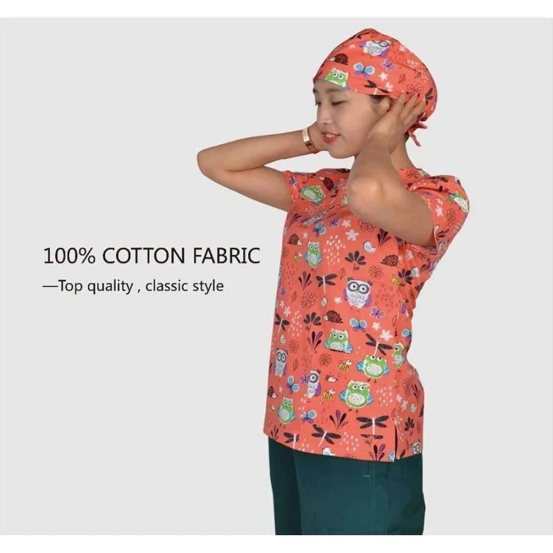 Frauen Medical Scrub Tops Medical Mit V-Ausschnitt 100% Baumwolle Medizinische Uniformen Chirurgische Peelings Top Designs In Hennar