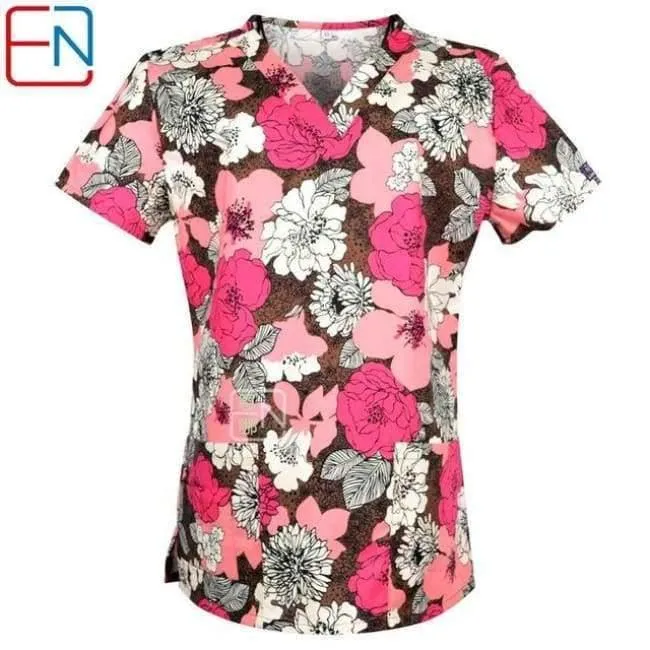 Frauen Medical Scrub Tops Medical Mit V-Ausschnitt 100% Baumwolle Medizinische Uniformen Chirurgische Peelings Top Designs In Hennar