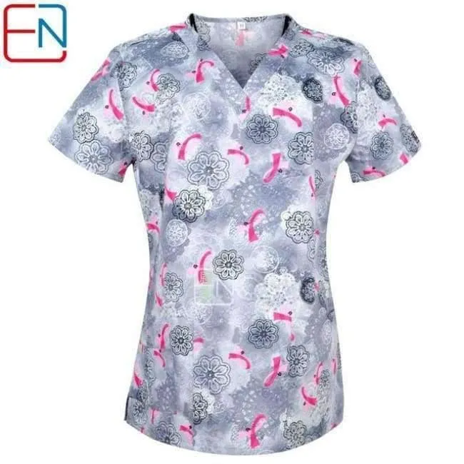 Frauen Medical Scrub Tops Medical Mit V-Ausschnitt 100% Baumwolle Medizinische Uniformen Chirurgische Peelings Top Designs In Hennar