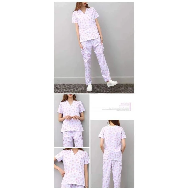 Medizinische Uniformen für Frauen und Männer, Krankenpflege, OP-Kleidung, kurzärmliger Mantel, Arztkleidung, Bürstenhandkleidung, V-Kragen