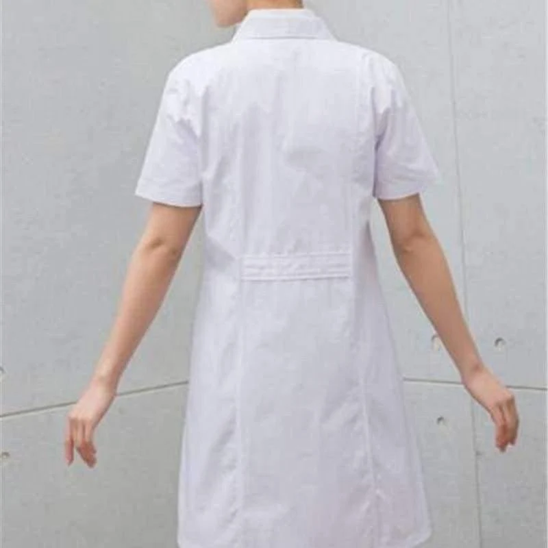 Weiß Kurzarm Laborkittel Baumwolle Ärzte Wissenschaftler Frauen Krankenschwester Uniform Kleid Kostüm Medizinische Kleidung 903-227