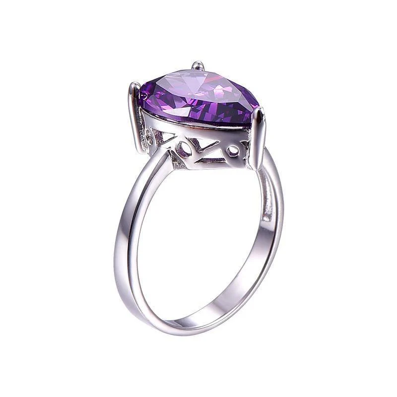 8.8 ct natürlicher lila Amethyst-Ring aus echtem 925er-Sterlingsilber, Wassertropfen-Perlenschliff, Damenmode