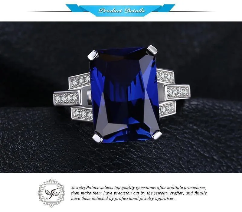 Emerald Cut 9.6ct Erstellt Blue Sapphire Cocktail Ring 925 Sterling Silber Ring für Fashion Women