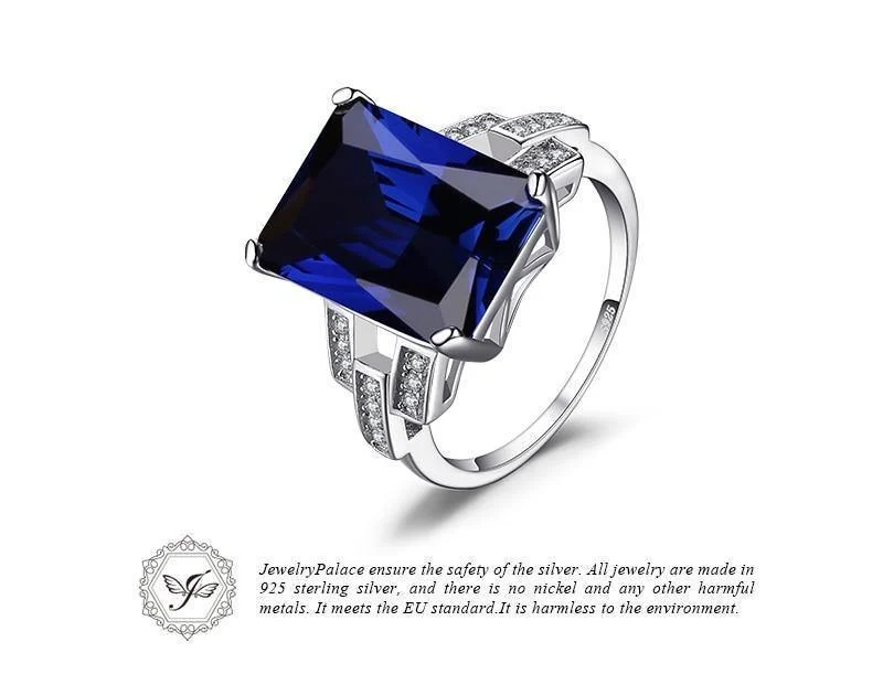 Emerald Cut 9.6ct Erstellt Blue Sapphire Cocktail Ring 925 Sterling Silber Ring für Fashion Women