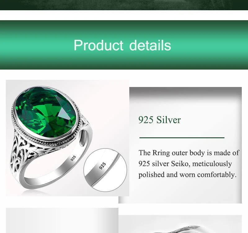 Handgefertigter Ring Hochzeitseinladungen Grüner Kristall 925 Sterling Silber Ringe für Frauen Männer Vintage Kleid Schmuck
