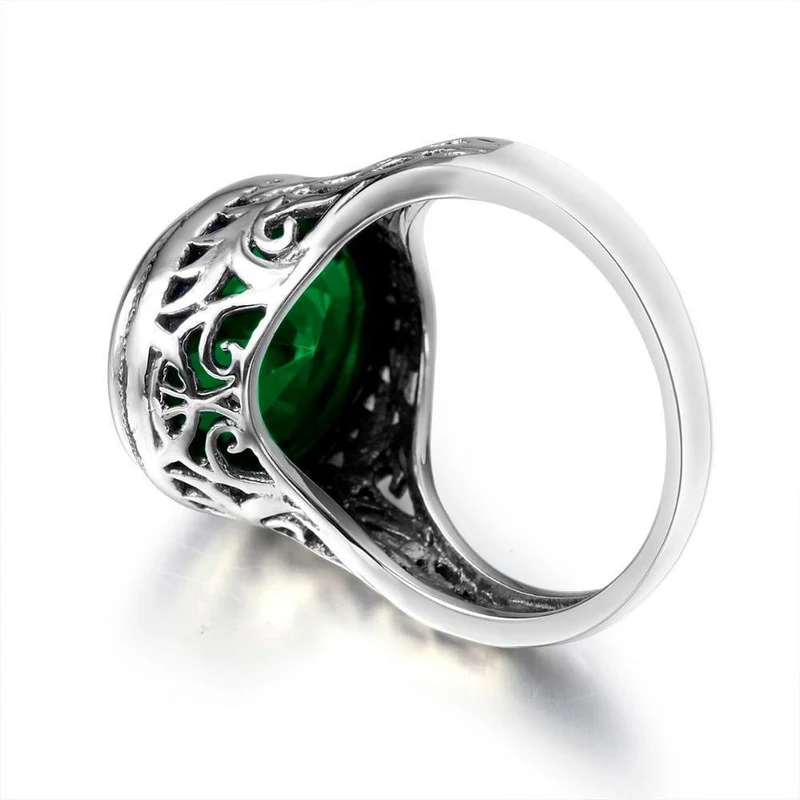Handgefertigter Ring Hochzeitseinladungen Grüner Kristall 925 Sterling Silber Ringe für Frauen Männer Vintage Kleid Schmuck
