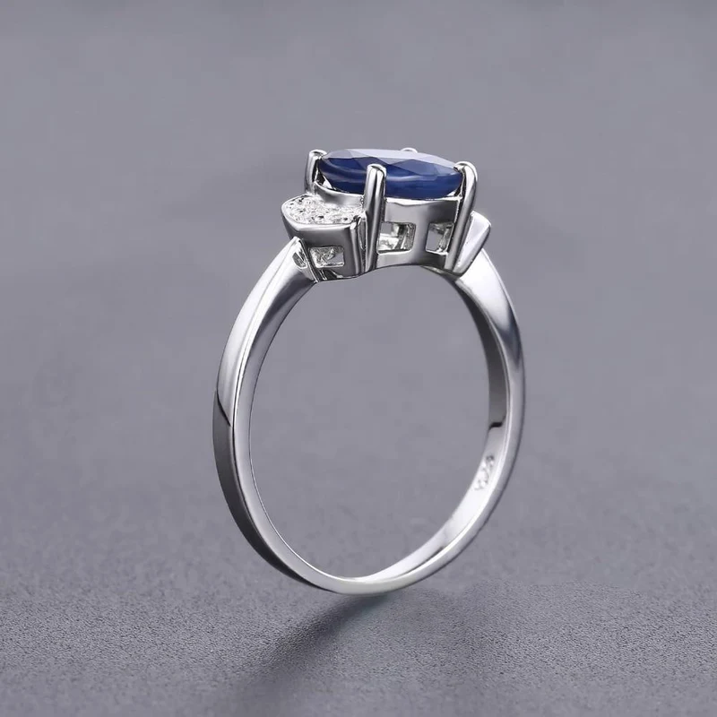 925 Sterling Silber Ring 2.02 Karat Klassischer natürlicher blauer Saphir Ringe für Frauen Verlobung Hochzeitsgeschenk Edler Schmuck