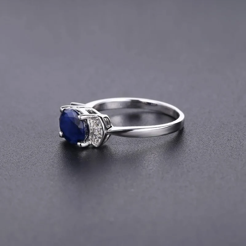 925 Sterling Silber Ring 2.02 Karat Klassischer natürlicher blauer Saphir Ringe für Frauen Verlobung Hochzeitsgeschenk Edler Schmuck