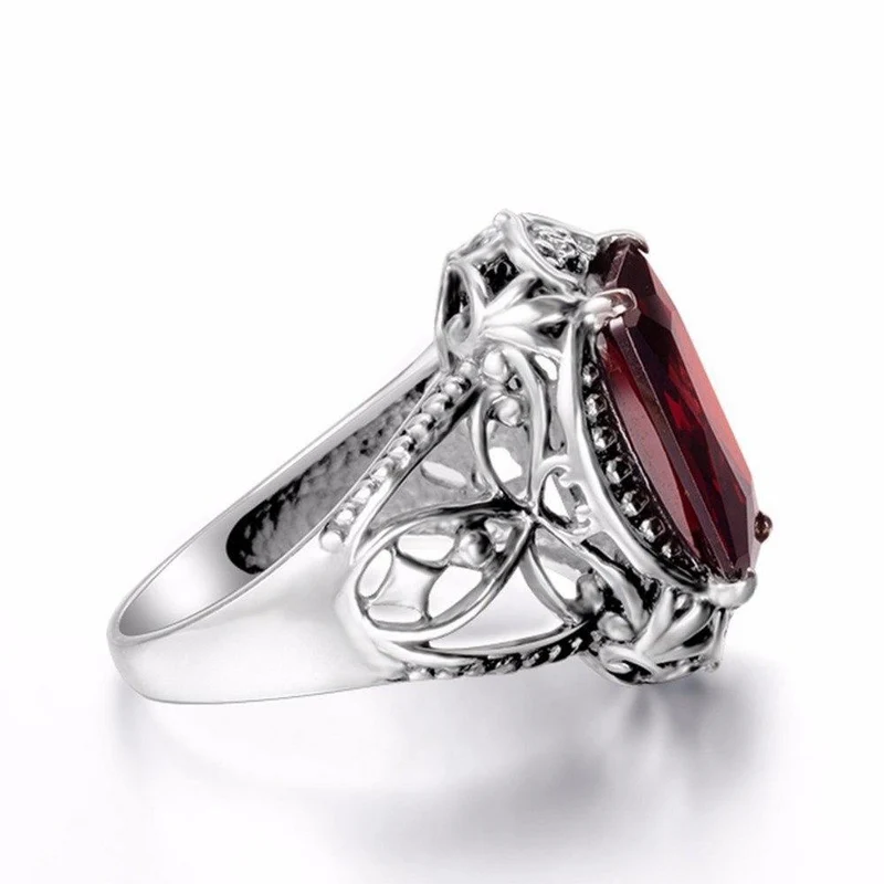 Granatstein-Kristallring aus massivem 925er Sterlingsilber, ganz neu für Frauen, heißer Verkauf, fabelhafter Vintage-Charme, Geschenkschmuck