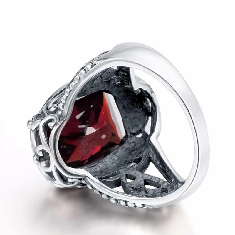 Granatstein-Kristallring aus massivem 925er Sterlingsilber, ganz neu für Frauen, heißer Verkauf, fabelhafter Vintage-Charme, Geschenkschmuck
