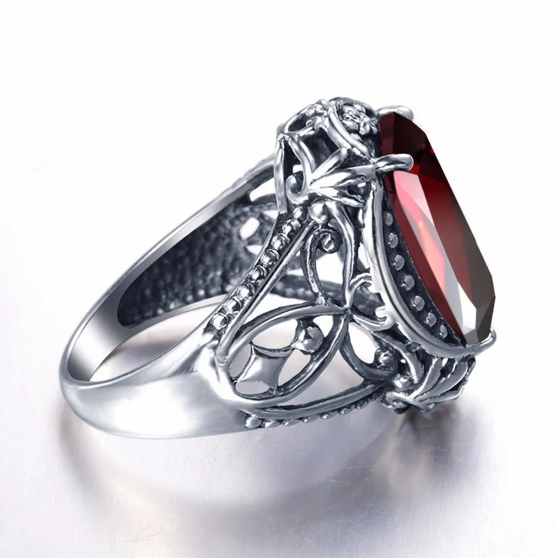 Granatstein-Kristallring aus massivem 925er Sterlingsilber, ganz neu für Frauen, heißer Verkauf, fabelhafter Vintage-Charme, Geschenkschmuck