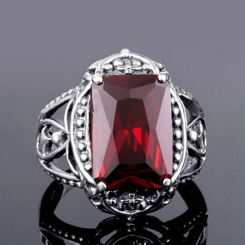 Granatstein-Kristallring aus massivem 925er Sterlingsilber, ganz neu für Frauen, heißer Verkauf, fabelhafter Vintage-Charme, Geschenkschmuck