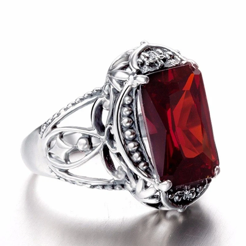 Granatstein-Kristallring aus massivem 925er Sterlingsilber, ganz neu für Frauen, heißer Verkauf, fabelhafter Vintage-Charme, Geschenkschmuck