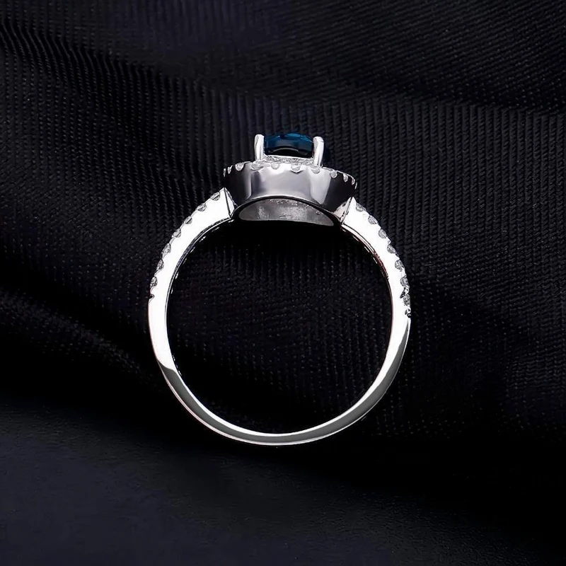 Natürlicher ovaler 1.5 Karat London-Blautopas 925 Sterling Silber Ehering Verlobungsringe für Frauen Marke Edler Schmuck