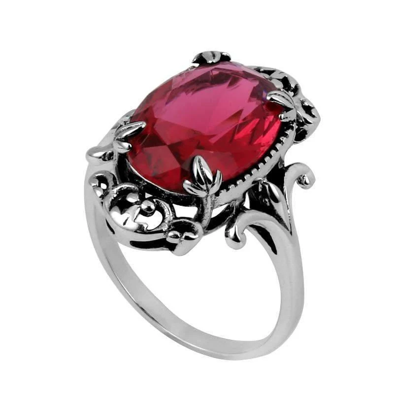 925-Schmucksache-Art- und Weiseweinlese Vitoria-Frauen-roter Rubin schellt echtes 925-Sterlingsilber Freies Verschiffen