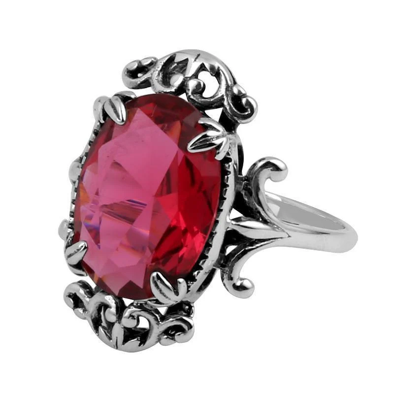 925-Schmucksache-Art- und Weiseweinlese Vitoria-Frauen-roter Rubin schellt echtes 925-Sterlingsilber Freies Verschiffen