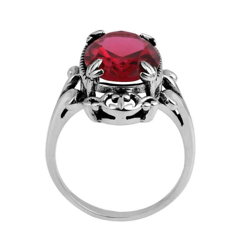 925-Schmucksache-Art- und Weiseweinlese Vitoria-Frauen-roter Rubin schellt echtes 925-Sterlingsilber Freies Verschiffen